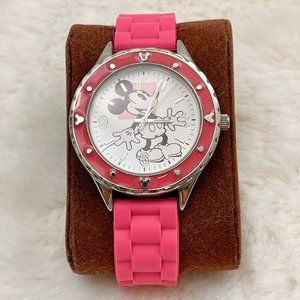 Disney Parks Mickey Mouse Women Watch Stainless Steel Pink Silicone Band
